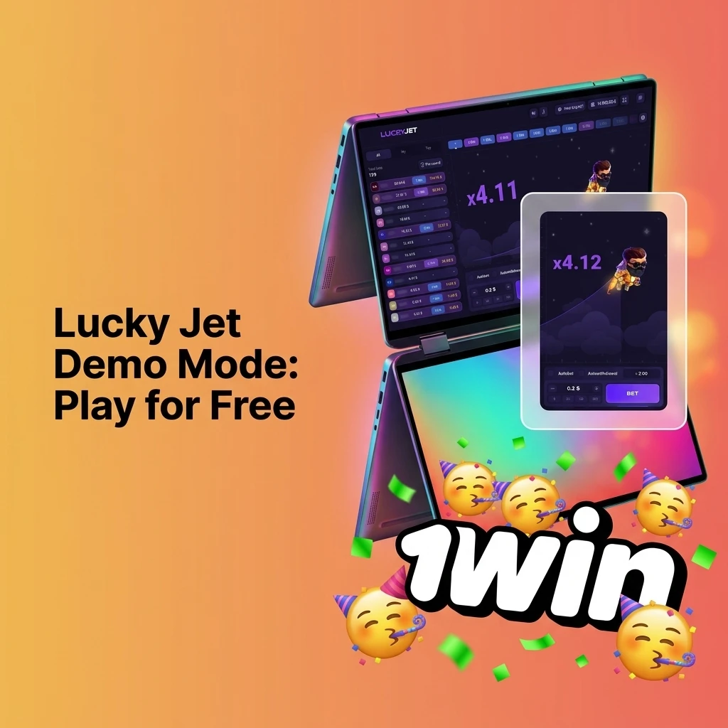 Lucky Jet demo mode gameplay showing virtual credits, multipliers, and live statistics on 1win platform