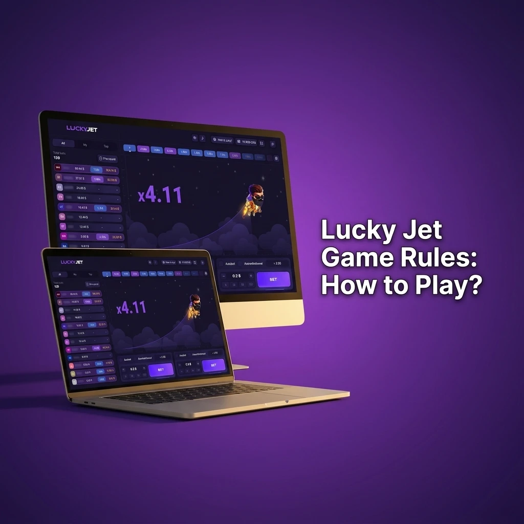 Lucky Jet crash game showing a character flying upward with a rising multiplier and cash out button