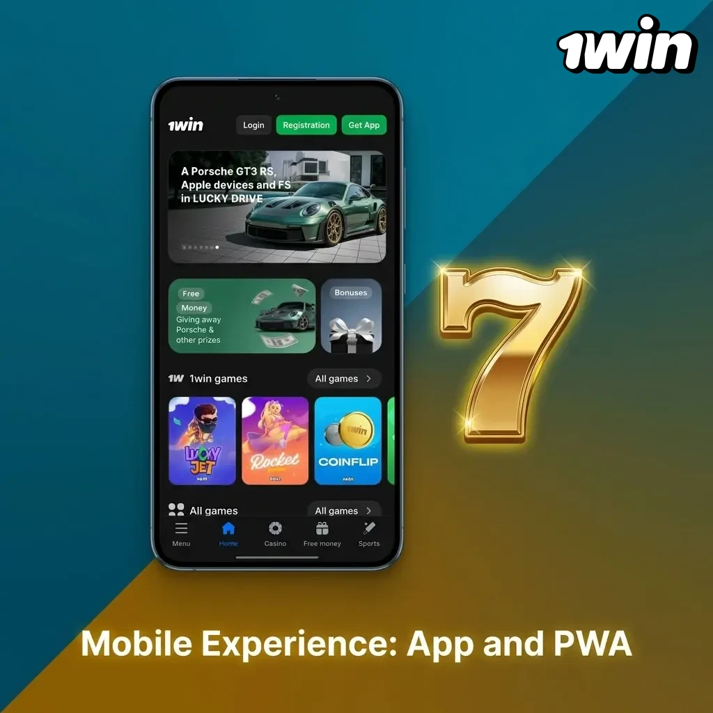 1win PWA app on mobile device showing faster loading and stable gameplay compared to browser version