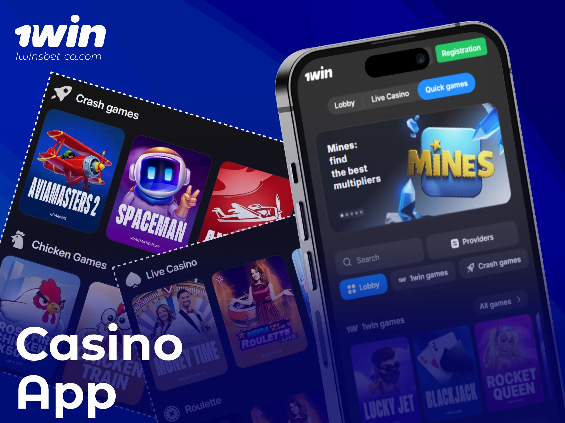Play your favorite games in the dedicated 1win App casino.