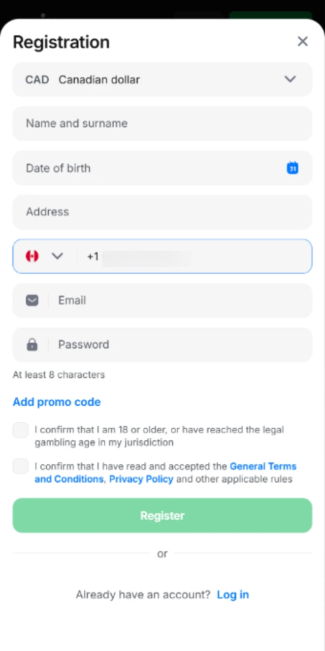 Fill out the registration form within the 1win App now.