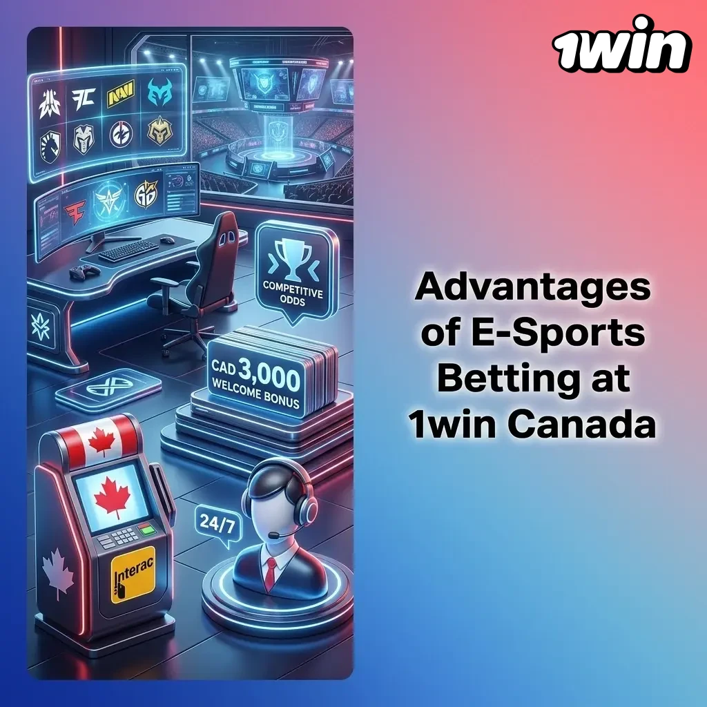 1win Canada esports betting advantages including competitive odds, CAD bonuses, mobile app, and 24/7 support
