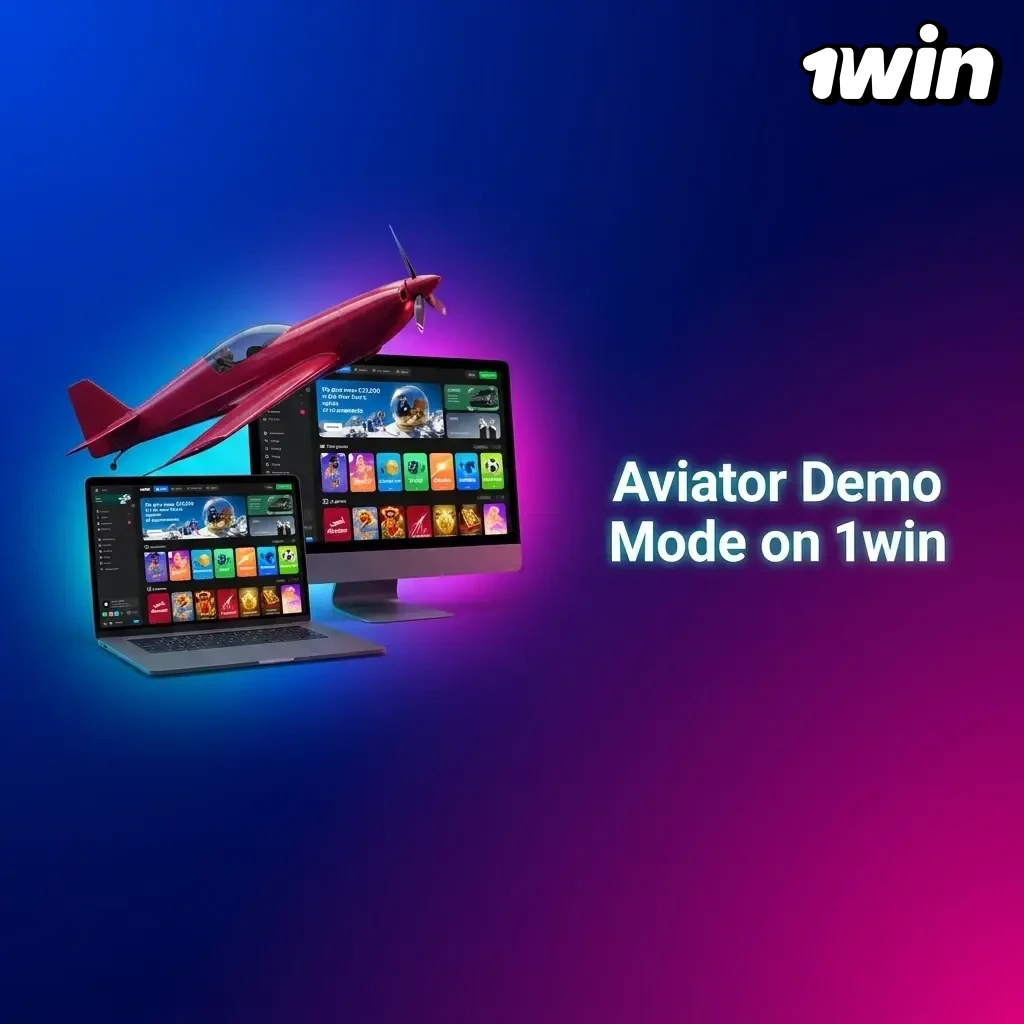 Aviator demo mode on 1win showing virtual credits gameplay with auto bet and cash-out features, risk-free practice