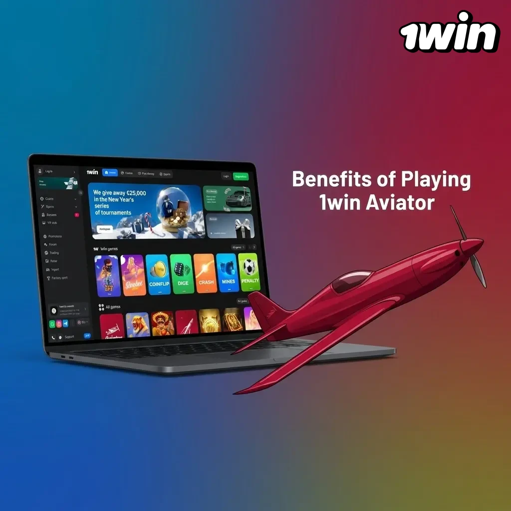 Benefits of playing 1win Aviator including 500% welcome bonus, provably fair gameplay, mobile access, and weekly cashback